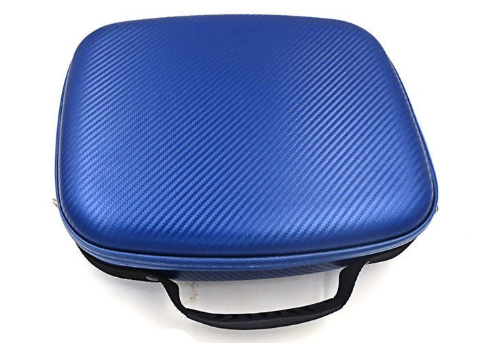 PU Surface Hard Tool Case For Air Travel / Blue Hard Carrying Case Embossed LOGO